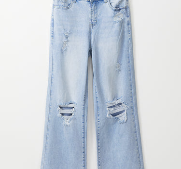 Beau Blue Vintage Light Wash Distressed Flare Jeans