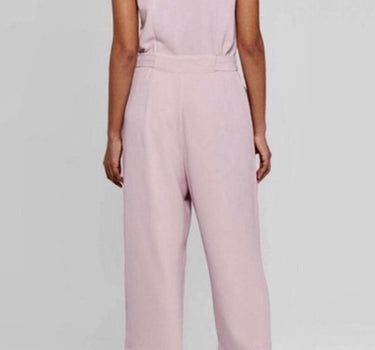 Pink Buttoned Sleeveless Cropped Jumpsuit with Sash