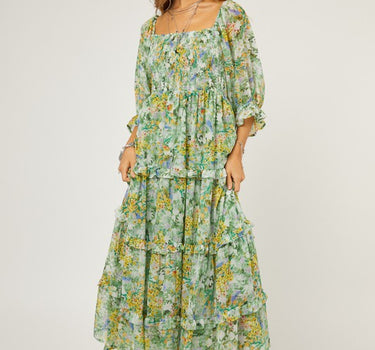 Floral Chiffon Midi Dress