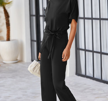 Black Belted Wide Leg Jumpsuit