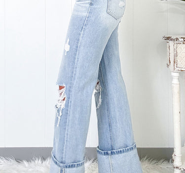 Kierra Light Wash Distressed Flare Jeans