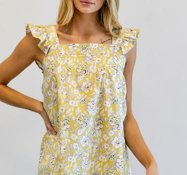 Floral Printed Ruffle Sleeveless Top