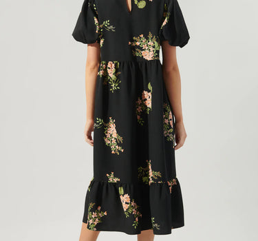 Jasleen Floral Papillon Puff Sleeve Midi Dress