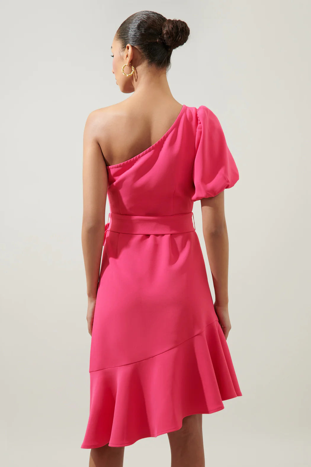 Rica Suave Marjorie One Sleeve Tie Waist Midi Dress