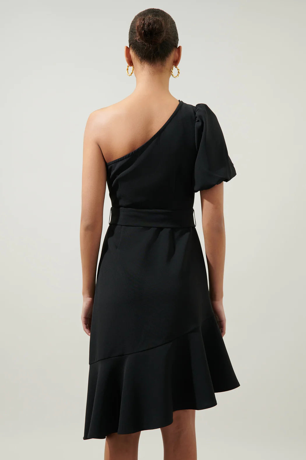 Rica Suave Marjorie One Sleeve Tie Waist Midi Dress