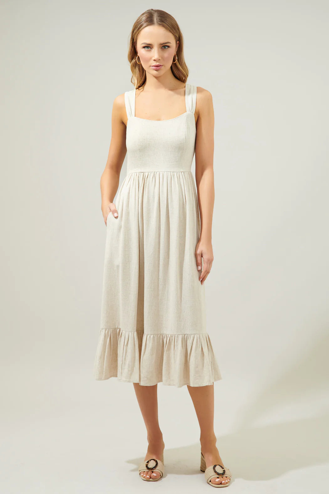 Sunnyvale Linen Jumper Midi Dress