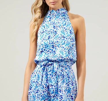 Dew Drop Jenee Halter Tie Neck Romper