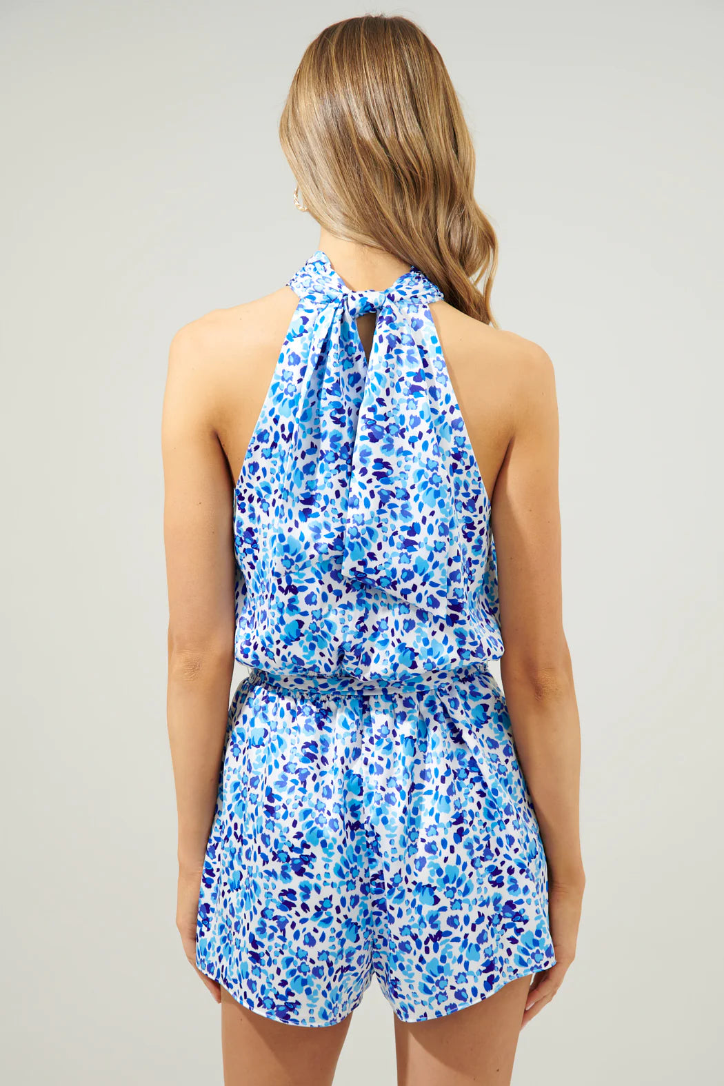 Dew Drop Jenee Halter Tie Neck Romper