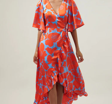 Poppy Floral Abelia Hi-Low Maxi Dress