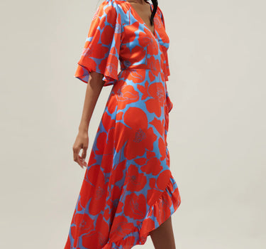 Poppy Floral Abelia Hi-Low Maxi Dress