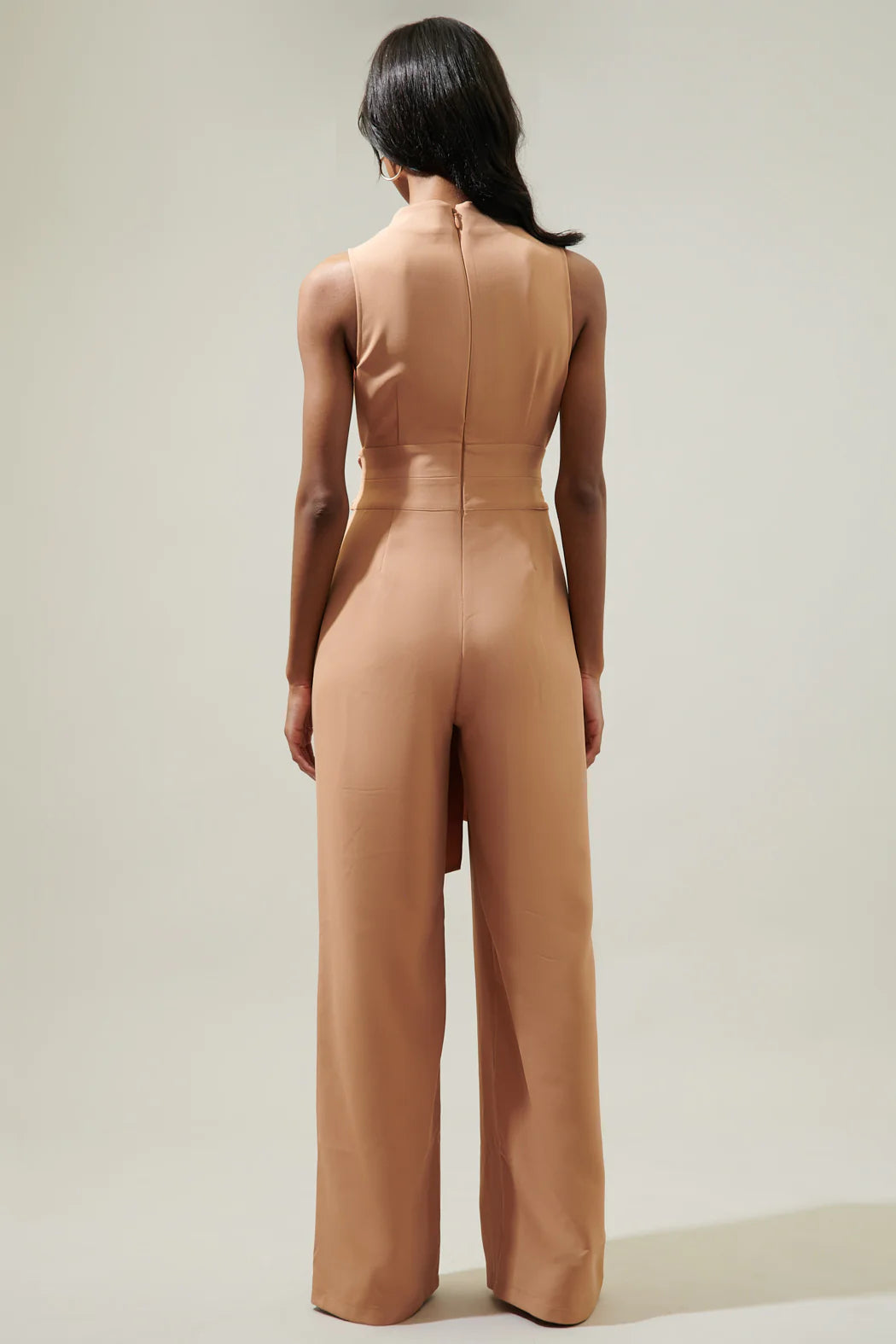 Over It Mock Neck Knotted Jumpsuit