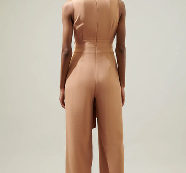 Over It Mock Neck Knotted Jumpsuit