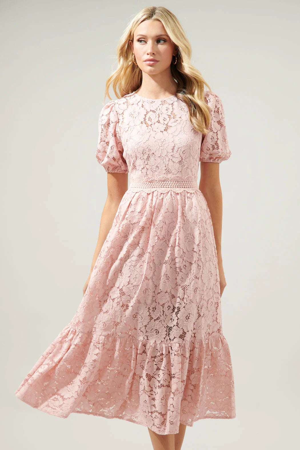 Fleur De Lis Lace Midi Dress