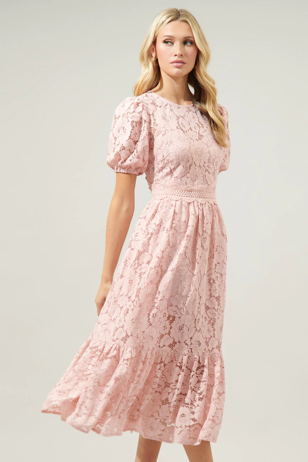 Fleur De Lis Lace Midi Dress