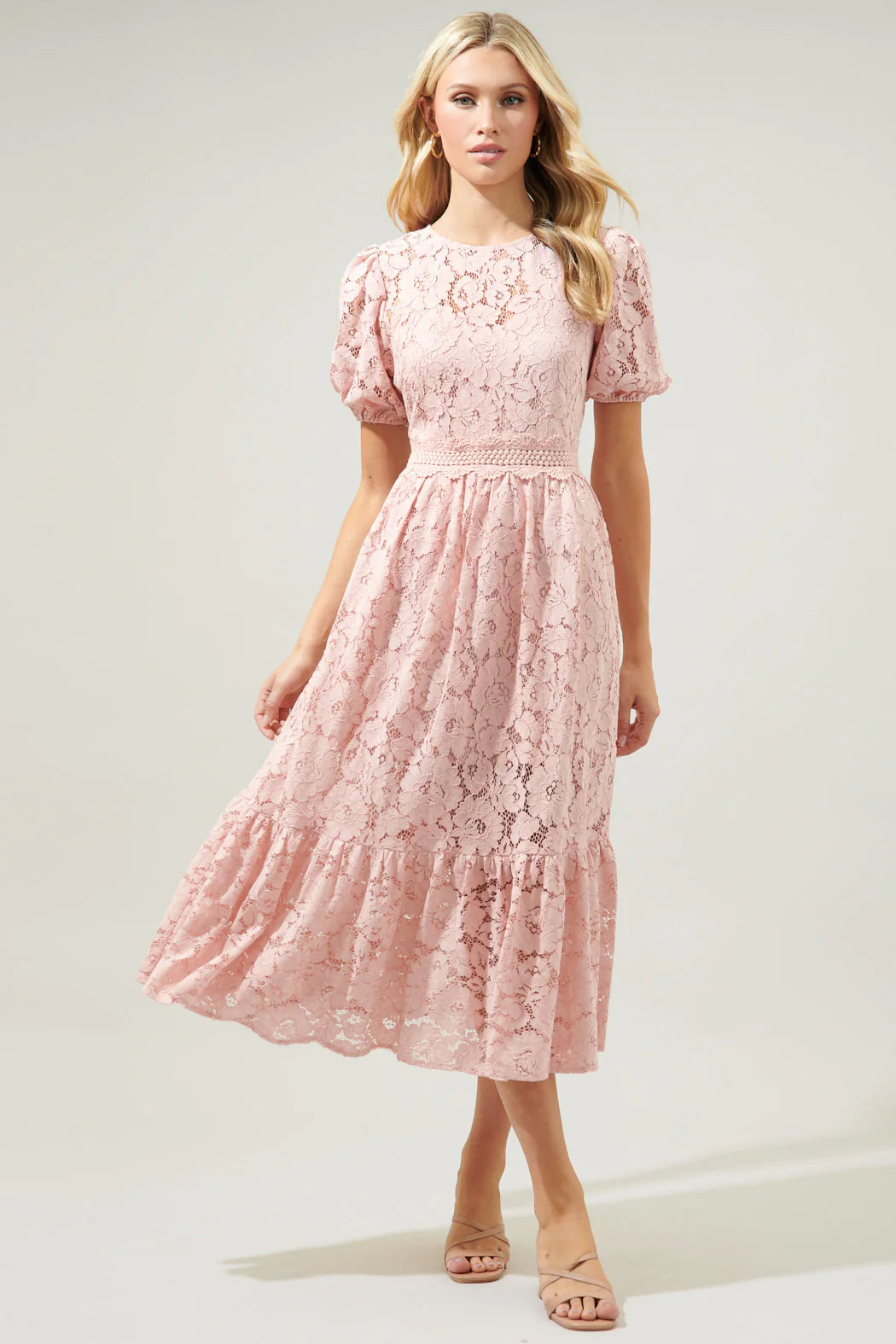 Fleur De Lis Lace Midi Dress