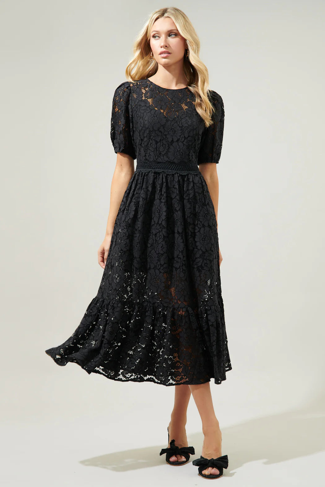 Fleur De Lis Lace Midi Dress