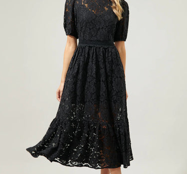 Fleur De Lis Lace Midi Dress