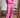 Bright Pink Solid Seamed Zipper Jacket and Drawstring Waist Pants Set