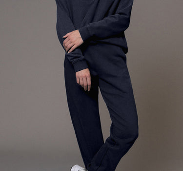 Navy Blue Fold Down Collar Pullover and Joggers Tracksuit