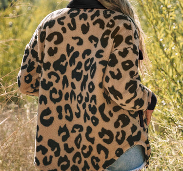 Black Contrast Trimmed Leopard Teddy Shacket