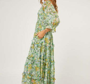 Floral Chiffon Midi Dress