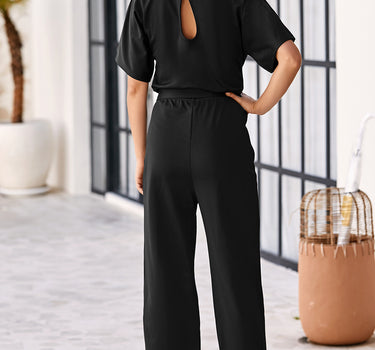 Black Belted Wide Leg Jumpsuit