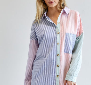 Multi Color Striped Button Down Shirt