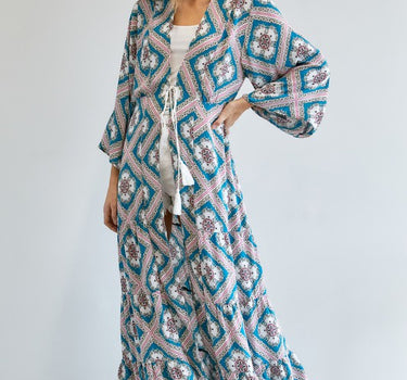 Printed Long Sleeve Loose Kimono