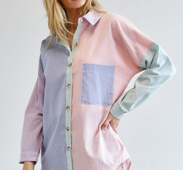 Multi Color Striped Button Down Shirt