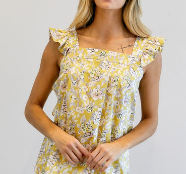 Floral Printed Ruffle Sleeveless Top