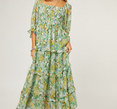 Floral Chiffon Midi Dress