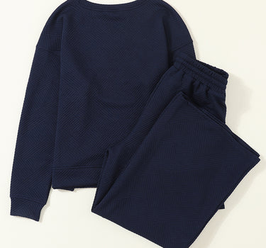 Navy Blue Ultra Loose Textured 2pcs Slouchy Outfit