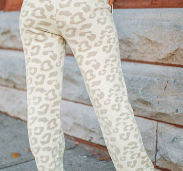 White Leopard Pullover and Drawstring Pants Lounge Set