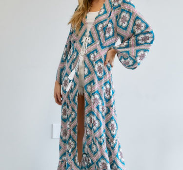 Printed Long Sleeve Loose Kimono