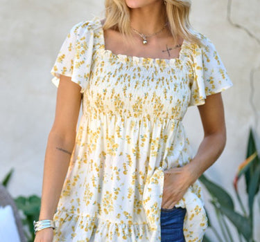 Floral Printed V-Neck Ruffle Top