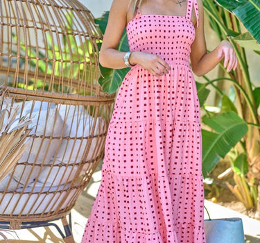 Printed Smocked Ruffle Maxi Dress