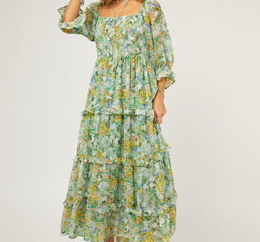 Floral Chiffon Midi Dress