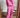 Bright Pink Solid Seamed Zipper Jacket and Drawstring Waist Pants Set